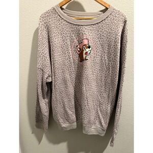 Buc-ee's Leopard Print Sweatshirt XL Beaver Mascot Pink Hat Animal Pullover